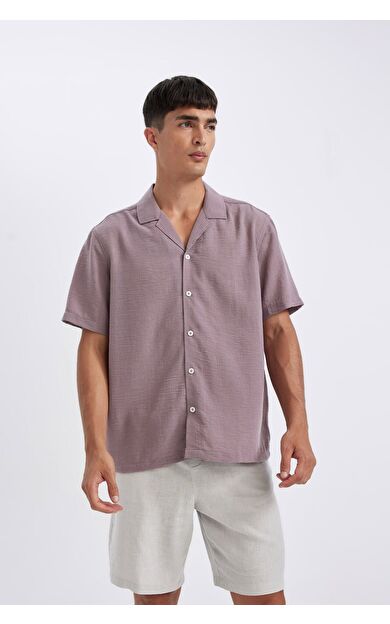 DeFacto DeFactoFit Relax Fit Polo Yaka Kısa Kollu Gömlek D4541AX24SMBR92