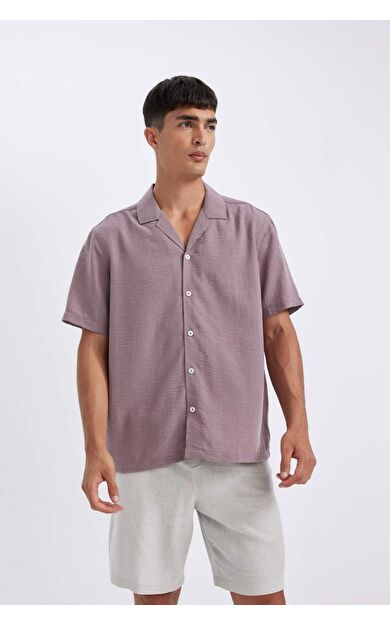 DeFacto DeFactoFit Relax Fit Polo Yaka Kısa Kollu Gömlek D4541AX24SMBR92