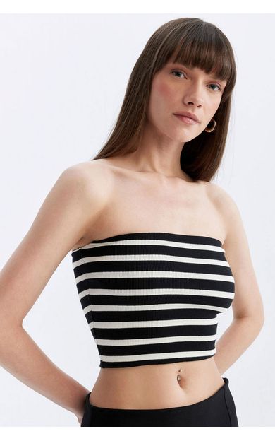 DeFacto DeFactoFit Slim Fit Çizgili Straplez Fitilli Kaşkorse Atlet