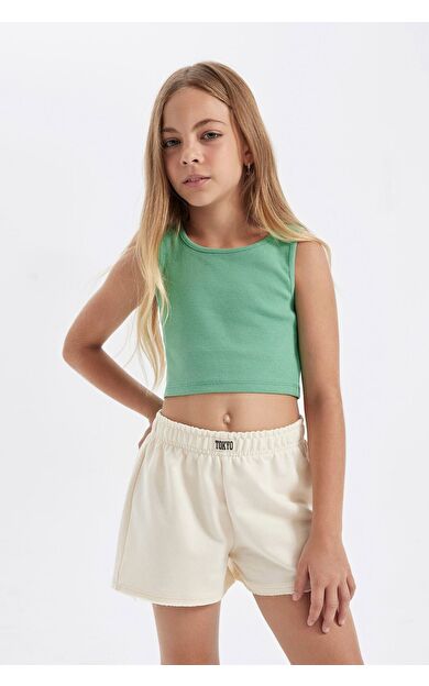 DeFacto DeFactoFit Kız Çocuk Bisiklet Yaka Basic Atlet D4565A824HSGN228