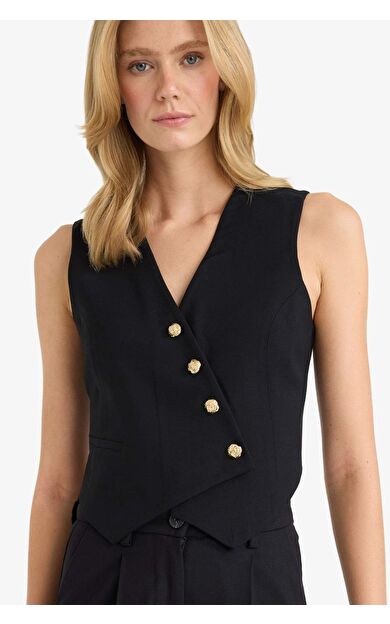 DeFacto Regular Fit V Yaka Tensel Blazer Yelek