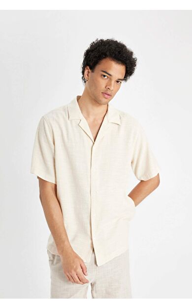 DeFactoFit Regular Fit Apaş Yaka Pamuklu Kısa Kollu Gömlek D4625AX24HSBG700