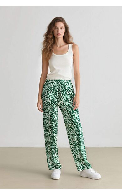 DeFacto Regular Fit Geniş Bol Paça Desenli Pantolon D4631AX25SPGN698