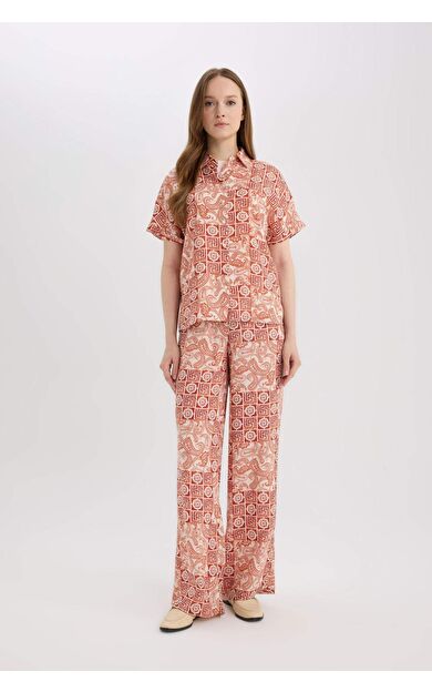 DeFacto Regular Fit Geniş Bol Paça Desenli Pantolon D4631AX25SPOG269