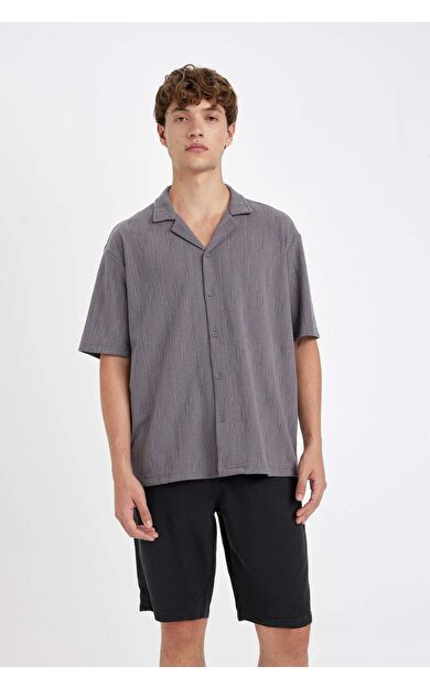DeFacto Regular Fit Apaş Yaka Kısa Kollu Gömlek D4757AX24HSGR474