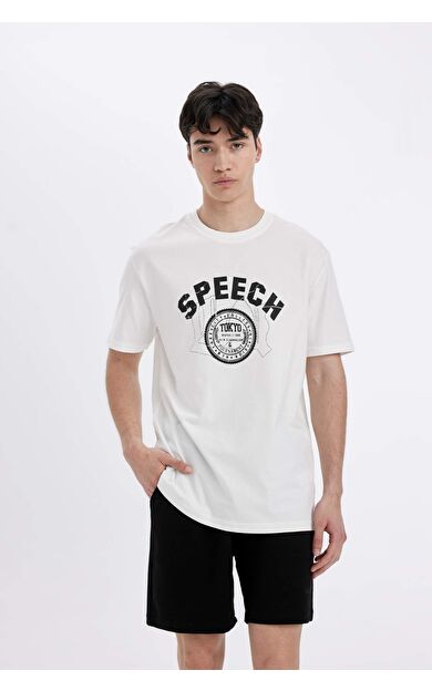 DeFactoFit Regular Fit Bisiklet Yaka Baskılı Tişört D4769AX24SMER105