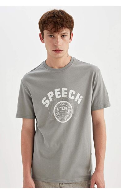 DeFacto Regular Fit Bisiklet Yaka Baskılı Kısa Kollu Tişört D4769AX24SMGR367