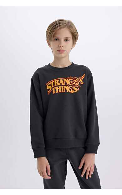 DeFacto Erkek Çocuk Stranger Things New Regular Fit Bisiklet Yaka Kalın Sweatshirt