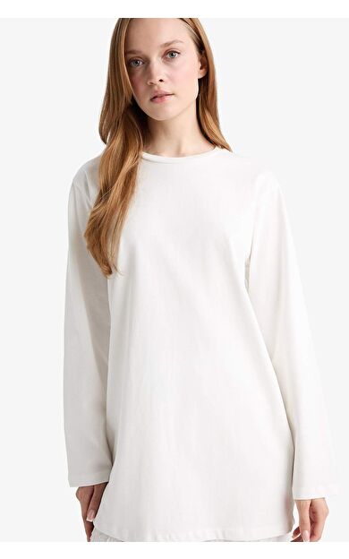 Regular Fit Bisiklet Yaka Uzun Kollu Tişört Tunik