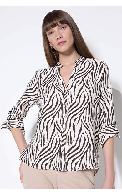 DeFactoFit Desenli Bisiklet Yaka Uzun Kollu Gömlek