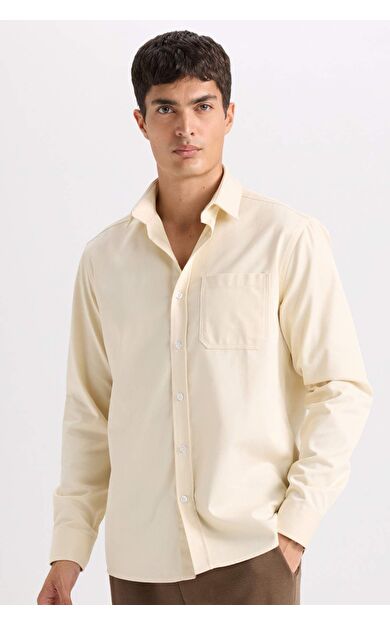 DeFacto Regular Fit Polo Yaka Gabardin Uzun Kollu Gömlek D4934AX24AUBG760