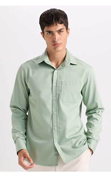 DeFacto Regular Fit Polo Yaka Gabardin Uzun Kollu Gömlek D4934AX24AUKH434