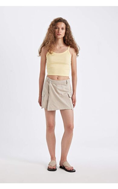 DeFacto DeFactoFit Regular Fit Normal Bel Kısa Paça Gabardin Şort D4991AX24AUBG155