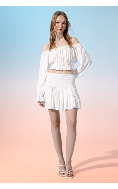 Coool Yüksek Bel Pamuk Astarlı Krinkıl Viskon Mini Etek