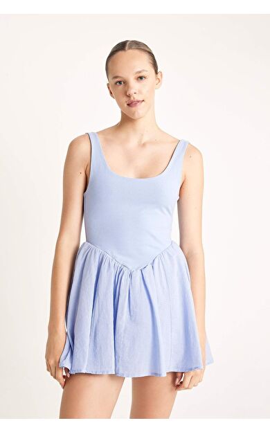 Afra x DeFacto Askılı Mini Aniden Çiçek Alma Elbisesi