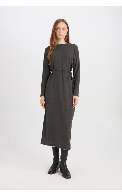 DeFacto Regular Fit Bürümcük Uzun Kollu Midi Elbise