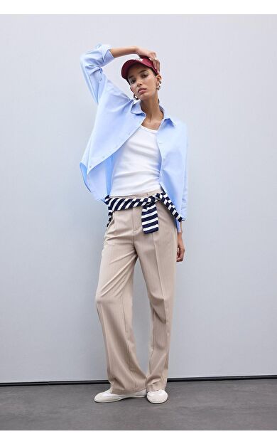 DeFacto Wide Leg Çift Cepli Normal Bel Standart Boy Pantolon D5066AX25SPBG644
