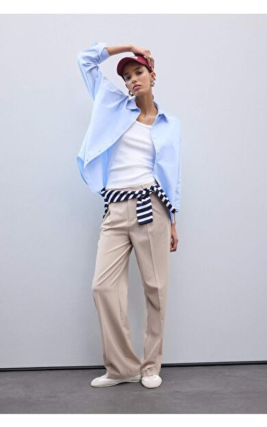 DeFacto Wide Leg Çift Cepli Normal Bel Standart Boy Pantolon D5066AX25SPBG644