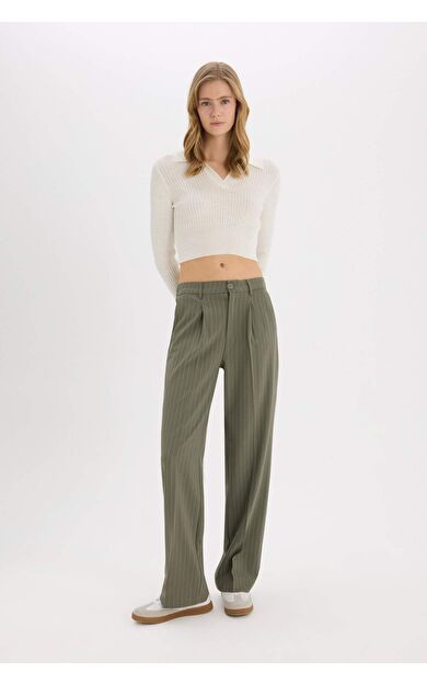 DeFacto Wide Leg Çift Cepli Normal Bel Standart Boy Pantolon D5066AX25SPKH351