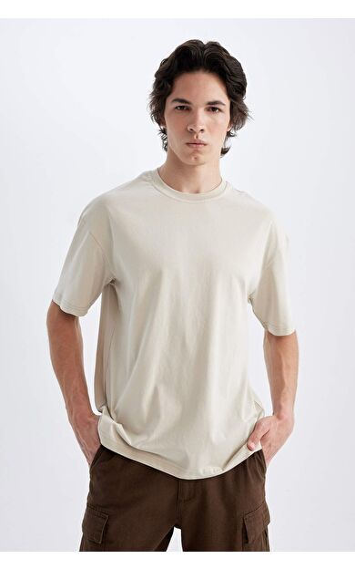 DeFactoFit Boxy Fit Bisiklet Yaka Kısa Kollu Tişört D5071AX24HSBG307