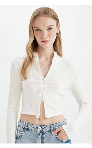 DeFacto Fitted Dik Yaka Fitilli Kaşkorse Hırka D5124AX24AUWT32