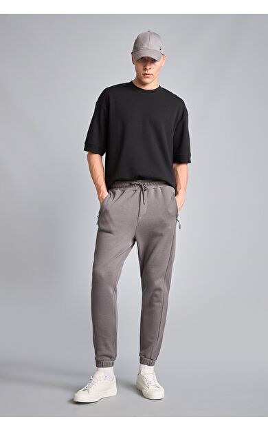 DeFacto Slim Fit Beli Bağcıklı Fermuar Cepli Lastik Paçalı Pike Pantolon