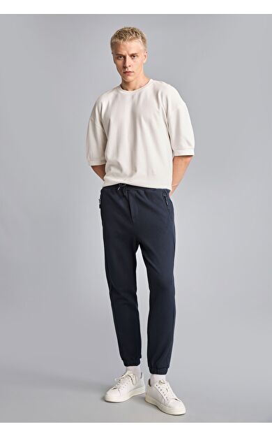 DeFacto Slim Fit Bağcıklı Fermuar Cepli Pike Jogger Eşofman Altı