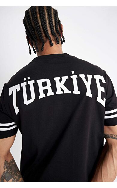 DeFactoFit Standart Fit Hakim Yaka Türkiye Baskılı Sporcu Tişört