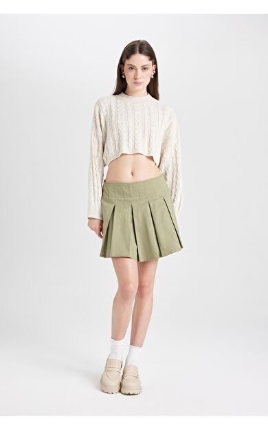 DeFacto Coool Pilise Normal Bel Gabardin Mini Etek