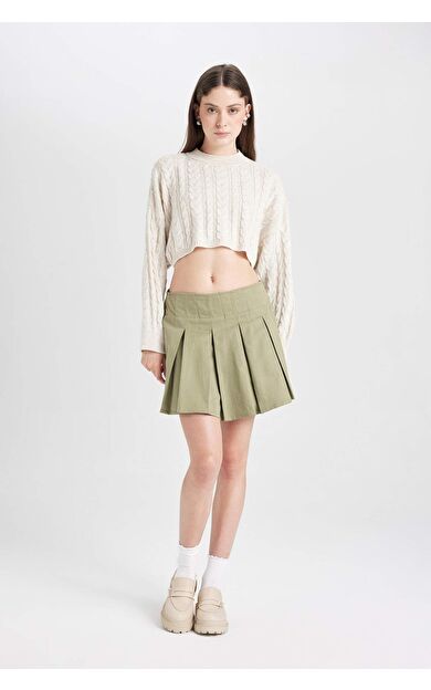 Coool Pilise Normal Bel Gabardin Mini Etek