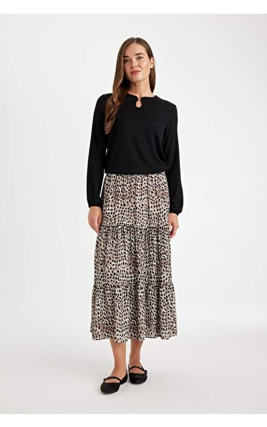 DeFacto Leopar Desenli Maxi Etek