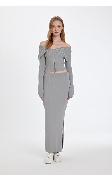 DeFacto Slim Fit Yırtmaçlı Maxi Etek