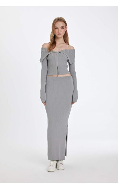 DeFacto Slim Fit Yırtmaçlı Maxi Etek