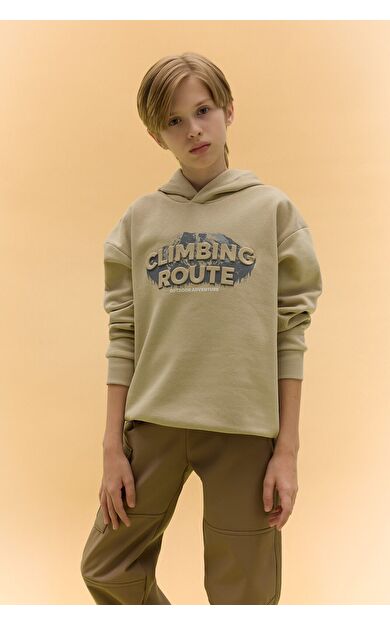 DeFacto Erkek Çocuk Oversize Fit Geniş Kalıp Kapüşonlu Baskılı Sweatshirt