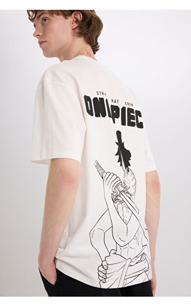 DeFacto One Piece Boxy Fit Bisiklet Yaka Sırt Baskılı Kısa Kollu Tişört D5457AX25SPER105