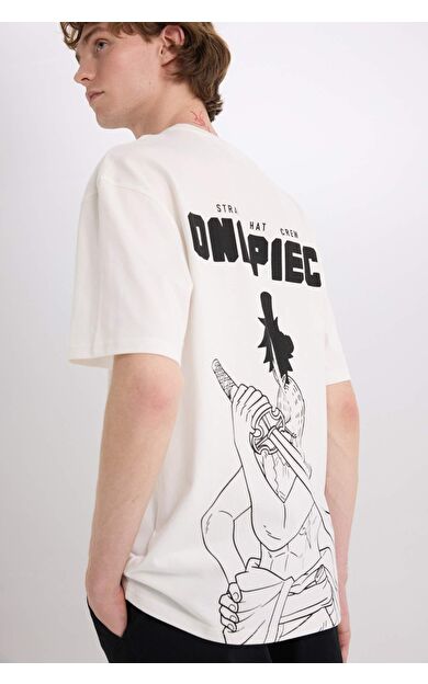 DeFacto One Piece Boxy Fit Bisiklet Yaka Sırt Baskılı Kısa Kollu Tişört D5457AX25SPER105