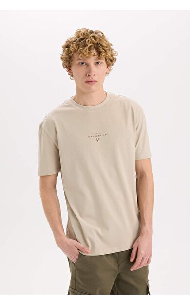 DeFacto Vikings Valhalla Regular Fit Bisiklet Yaka Baskılı Kısa Kollu Tişört