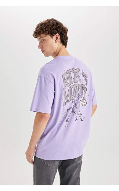 DeFacto Rick and Morty Boxy Fit Bisiklet Yaka Baskılı Kısa Kollu Tişört