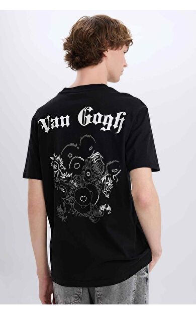 DeFacto Van Gogh Regular Fit Bisiklet Yaka Sırt Baskılı Kısa Kollu Tişört