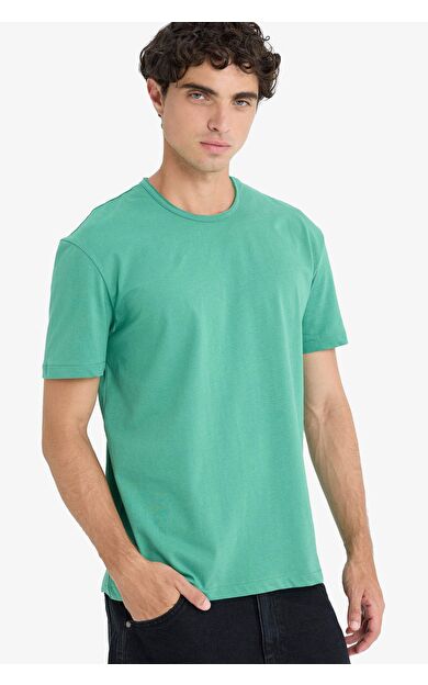DeFacto %100 Pamuk Regular Fit Bisiklet Yaka Kısa Kollu Ağır Kumaş Tişört D5481AX25SPGN427