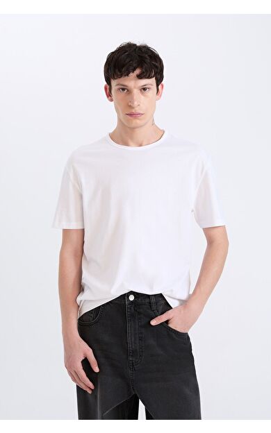 DeFacto Regular Fit Bisiklet Yaka Kısa Kollu Ağır Kumaş Tişört D5481AX25SPWT34