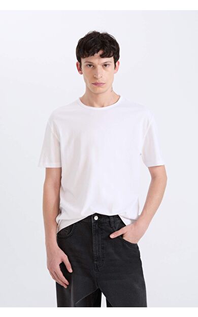 DeFacto Regular Fit Bisiklet Yaka Kısa Kollu Ağır Kumaş Tişört D5481AX25SPWT34