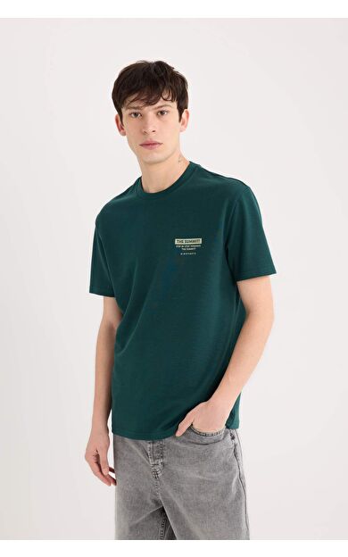 DeFacto Regular Fit Bisiklet Yaka Baskılı Kısa Kollu Ağır Kumaş Tişört D5495AX25SPGN465