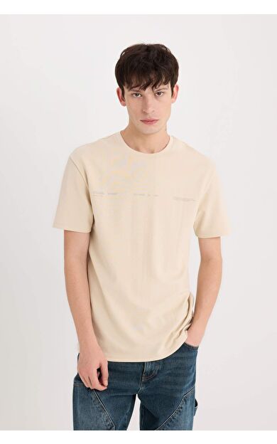 DeFacto Regular Fit Bisiklet Yaka Baskılı Kısa Kollu Ağır Kumaş Tişört D5515AX25SPBG702