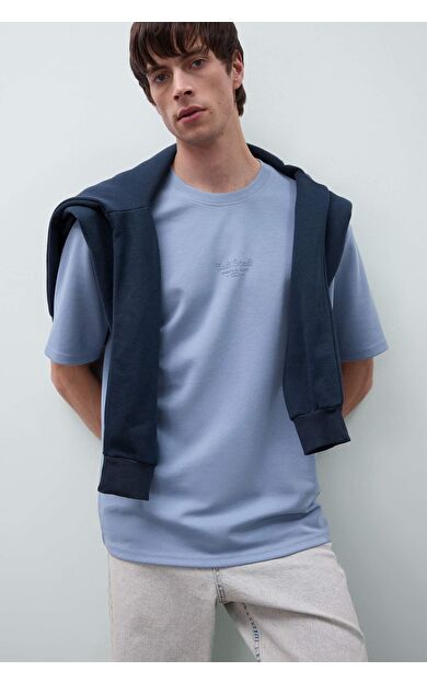 DeFacto Boxy Fit Bisiklet Yaka Baskılı Kısa Kollu Ağır Kumaş Tişört D5518AX25SPBE299