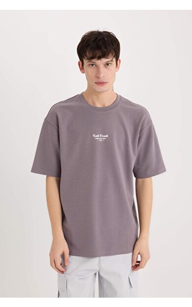 DeFacto Boxy Fit Bisiklet Yaka Baskılı Kısa Kollu Ağır Kumaş Tişört D5518AX25SPPR333