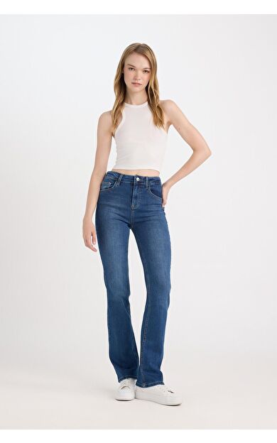 DeFacto Bootcut Normal Bel Cepli Uzun Jean Yıkamalı Pantolon
