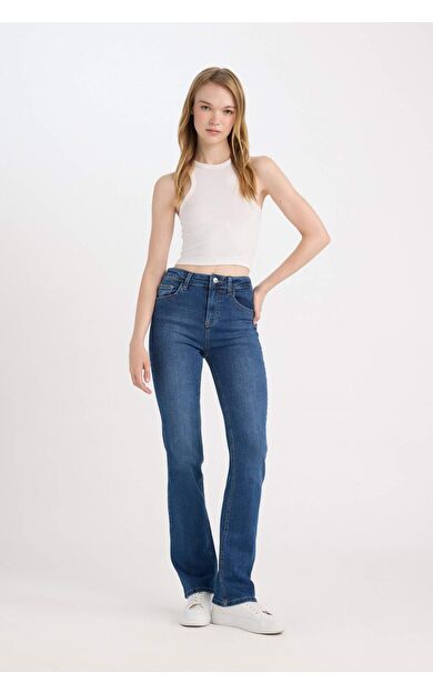 DeFacto Bootcut Normal Bel Cepli Uzun Jean Yıkamalı Pantolon