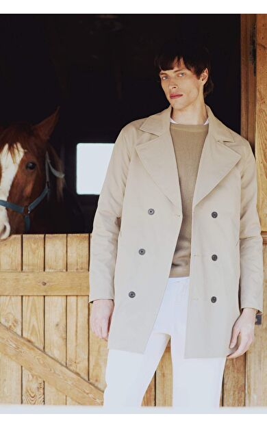 DeFacto Slim Fit Dar Kesim Düğmeli Kemerli Trençkot D5528AX25SPBG193