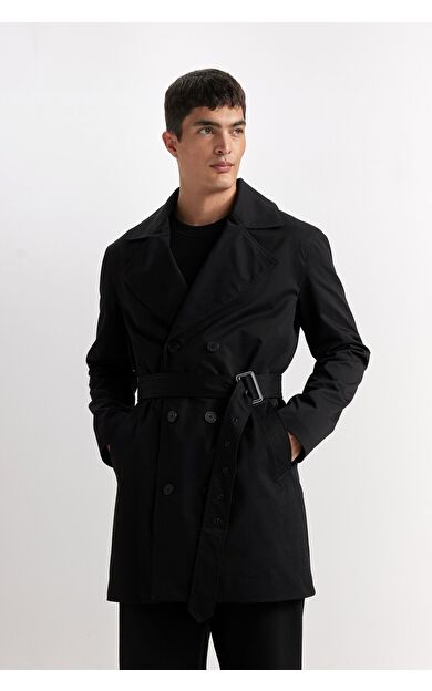 DeFacto Slim Fit Dar Kesim Düğmeli Kemerli Trençkot D5528AX25SPBK27